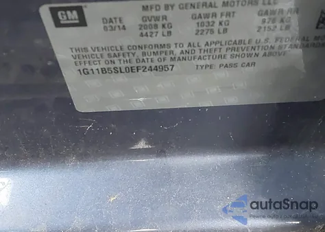 2014 Chevrolet Malibu 1Ls from USA, damaged, VIN 1G11B5SL0EF244957